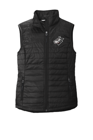 Wolfpack Youth Lacrosse - LADIES Port Authority® Ladies Packable Puffy Vest with embroidered Wolfhead on the left chest
