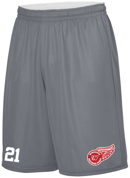 Northern Wings - ADULT REVERSIBLE WICKING SHORTS with logo on left leg and number on right leg