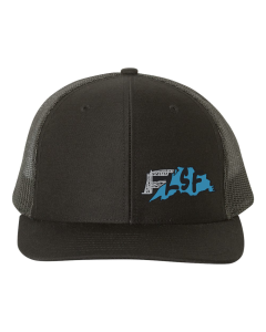 LSF- Richardson 112 Black trucker hat with embroidered logo