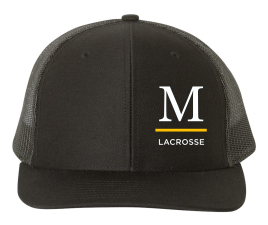 Marshall Lacrosse - Richardson 112 Black trucker hat with embroidered M Lacrosse logo