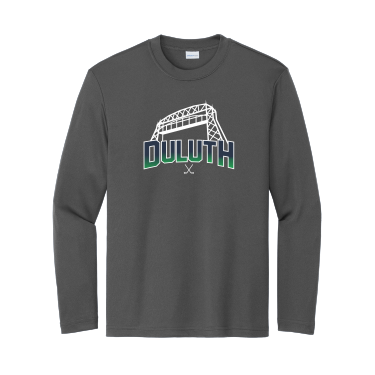 Duluth Hockey - Youth Sport-Tek YST305LS Long Sleeve PosiCharge Competitor Tee with Duluth Hockey Bridge logo