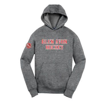 Glen Avon - Adult Sport-Tek® Pullover Hooded Sweatshirt ST254 with cut twill and embroidered GA Hockey on the front and circle logo on right arm