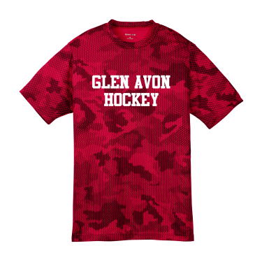 Glen Avon - Youth Sport-Tek® CamoHex Tee YST370 with white GA Hockey script logo