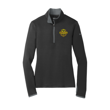 Denfeld Girls Soccer - Ladies Nike Dri-FIT Stretch 1/2-Zip Cover-Up 779796 with embroidered left chest logo