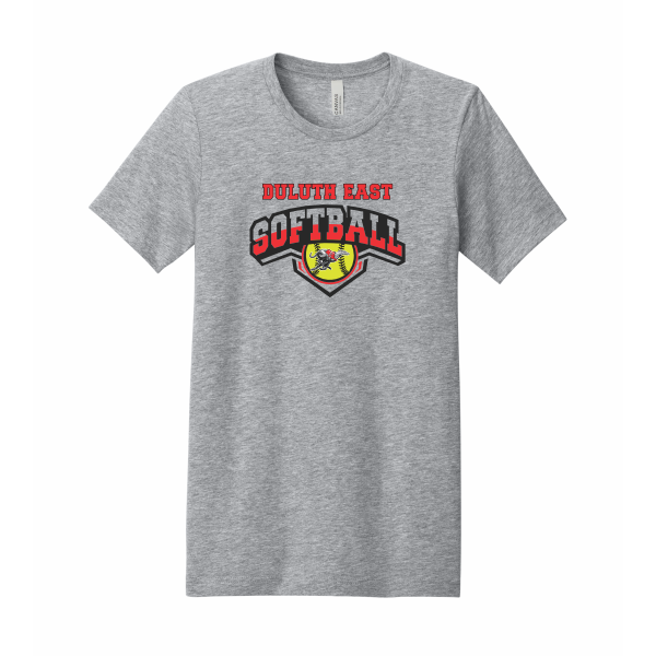 DE Softball - BELLA+CANVAS® Unisex Heather CVC Short Sleeve Tee BC3001cvc with full front logo