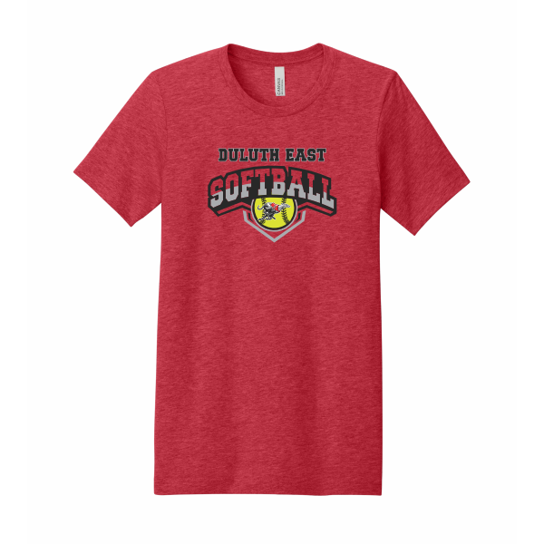 DE Softball - BELLA+CANVAS® Unisex Heather CVC Short Sleeve Tee BC3001cvc with full front logo