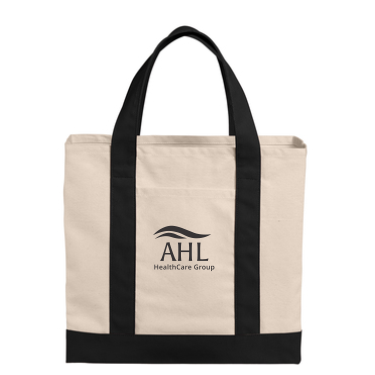 AHL Group - BG429 Port Authority® Cotton Canvas Two-Tone Tote with black logo