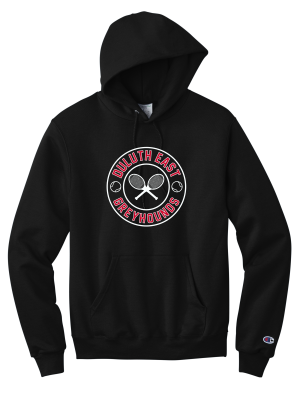 Duluth East Tennis - Champion® Powerblend® Pullover Hoodie with 2 color Duluth East Tennis logo