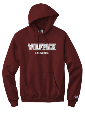 Wolfpack Girls H.S. Lacrosse - PLAYERS ONLY Champion® Powerblend® Pullover Hoodie with Twill and Embroidered Wolfpack Lacrosse logo