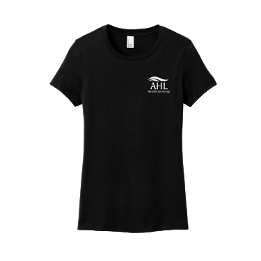 AHL Group - District ® Women’s Perfect Weight ® Tee DM104L with white AHL Group left chest logo