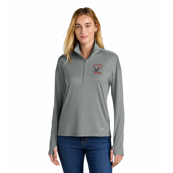 DE Softball - Women's New Era® Power 1/2-Zip LNEA228 with left chest logo