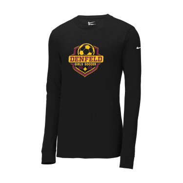 Denfeld Girls Soccer - Nike Dri-FIT NKBQ5230 Unisex Cotton/Poly Long Sleeve Tee with full color logo on the front