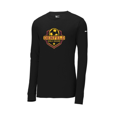 Denfeld Girls Soccer - Nike Dri-FIT NKBQ5230 Unisex Cotton/Poly Long Sleeve Tee with full color logo on the front