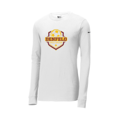 Denfeld Girls Soccer - Nike Dri-FIT NKBQ5230 Unisex Cotton/Poly Long Sleeve Tee with full color logo on the front