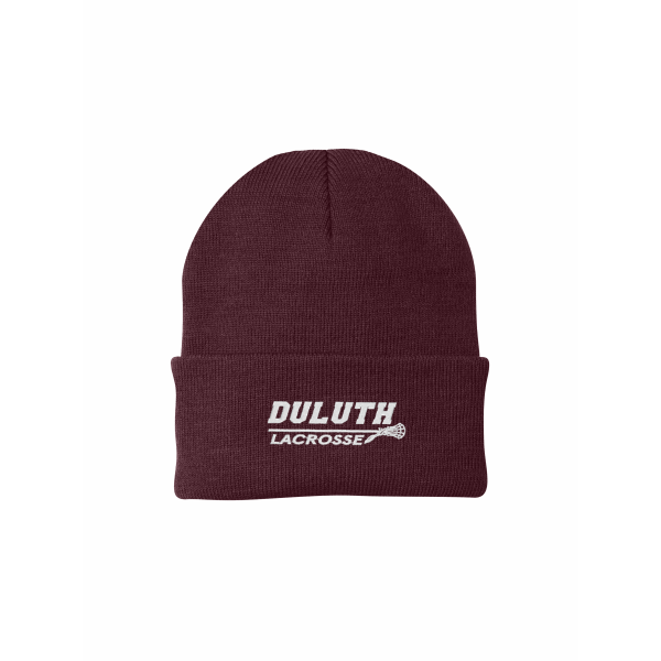 Wolfpack Girls H.S. Lacrosse - One color knit beanie with embroidered wolfhead logo