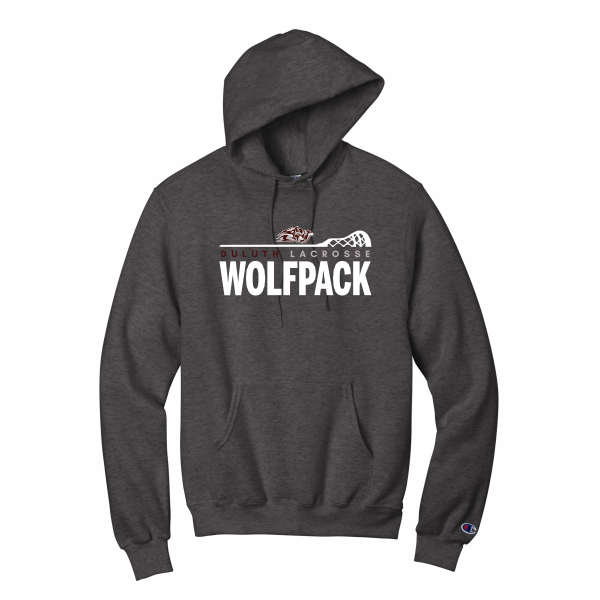 Wolfpack Girls H.S. Lacrosse - Adult Champion® Powerblend® Pullover Hoodie with Duluth Wolfpack Lacrosse Logo 1
