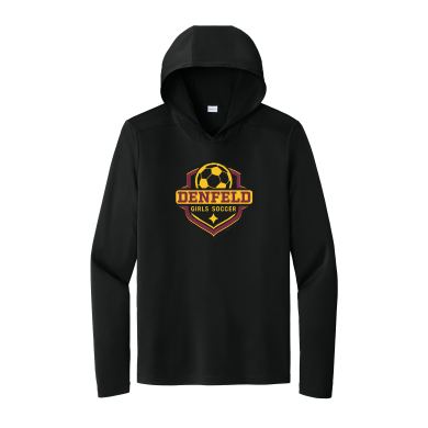 Denfeld Girls Soccer - Sport-Tek Unisex Posi-UV® Pro Long Sleeve Hoodie ST430LSH with full color log on the front