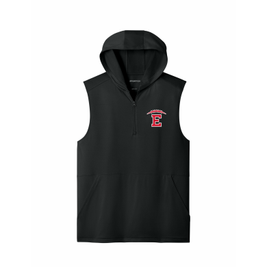 East HS Football - Sport-Tek® Sport-Wick® Stretch Sleeveless Hooded 1/4-Zip ST858 with left chest logo