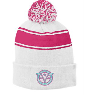 Duluth Mother Puckers - Stripe Pom Pom Beanie STC28 with embroidered logo