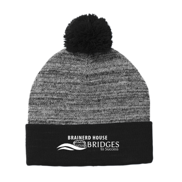 AHL Brainerd House - Sport-Tek ® Heather Pom Pom Beanie STC41 with white AHL Brainerd House logo