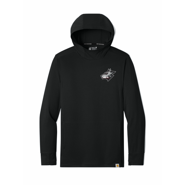 Wolfpack Youth Lacrosse - ADULT Carhartt Force® Sun Defender™ Long Sleeve Hooded T-Shirt CT106923 with left chest wolf head logo