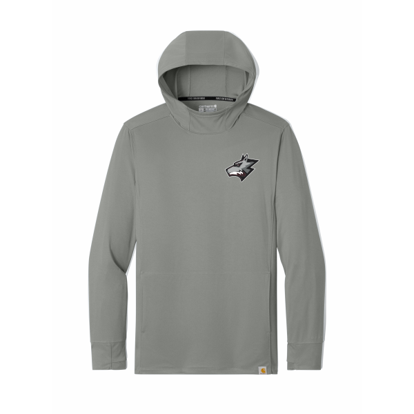 Wolfpack Youth Lacrosse - ADULT Carhartt Force® Sun Defender™ Long Sleeve Hooded T-Shirt CT106923 with left chest wolf head logo