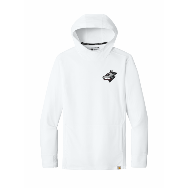 Wolfpack Youth Lacrosse - ADULT Carhartt Force® Sun Defender™ Long Sleeve Hooded T-Shirt CT106923 with left chest wolf head logo