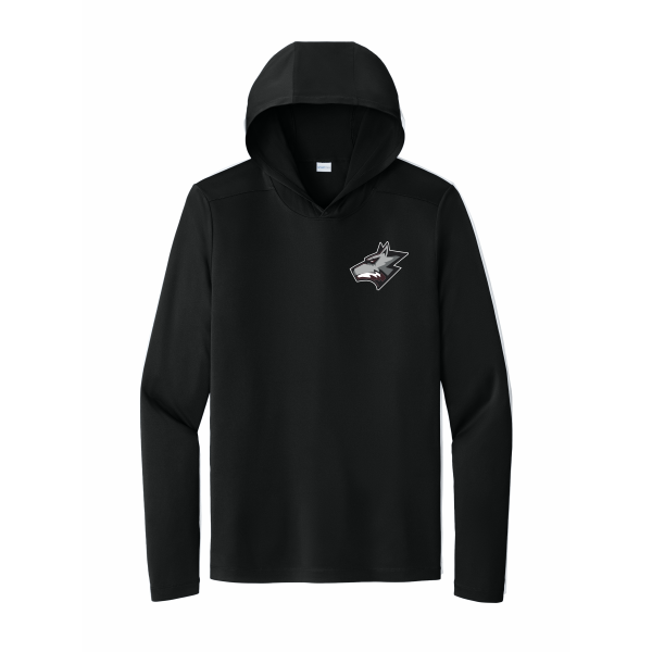 Wolfpack Youth Lacrosse - ADULT Sport-Tek® Posi-UV® Pro Long Sleeve Hoodie ST420LSH with left chest wolf head logo