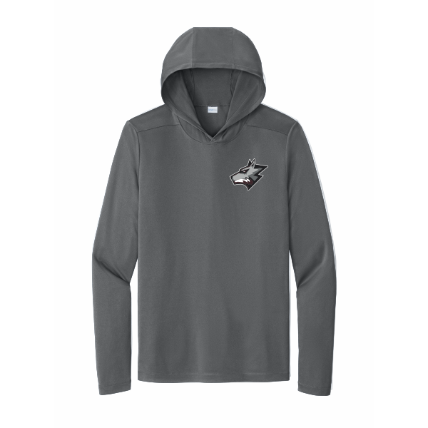 Wolfpack Youth Lacrosse - ADULT Sport-Tek® Posi-UV® Pro Long Sleeve Hoodie ST420LSH with left chest wolf head logo