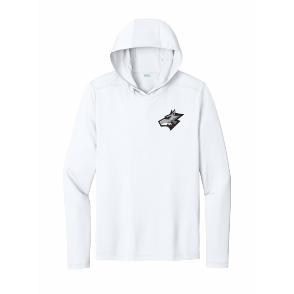 Wolfpack Youth Lacrosse - ADULT Sport-Tek® Posi-UV® Pro Long Sleeve Hoodie ST420LSH with left chest wolf head logo