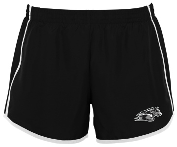 Wolfpack Girls H.S. Lacrosse - PLAYERS ONLY Ladies Pulse Shorts 1265 with black/white/grey Wolfpack logo on the left leg