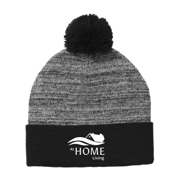 AHL At Home - Sport-Tek ® Heather Pom Pom Beanie STC41 with white AHL At Home logo