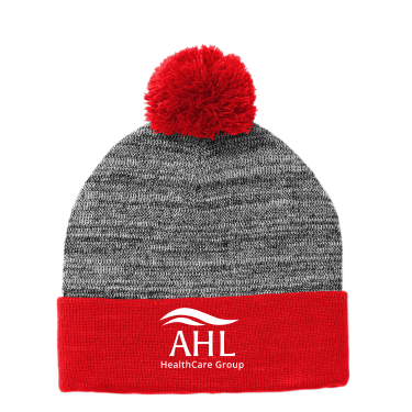 AHL Group - Sport-Tek ® Heather Pom Pom Beanie STC41 with white AHL Group logo