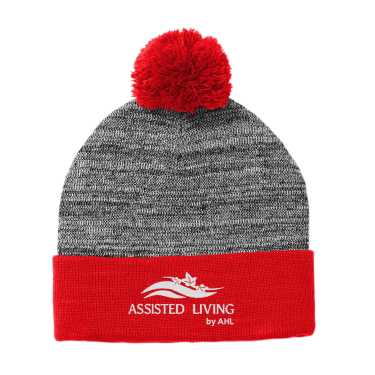 AHL Assisted Living - Sport-Tek ® Heather Pom Pom Beanie STC41 with white AHL Assisted Living logo