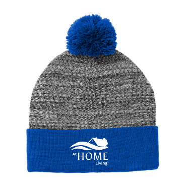 AHL At Home - Sport-Tek ® Heather Pom Pom Beanie STC41 with white AHL At Home logo