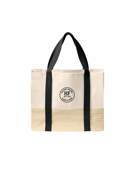 Hanft Law - Port Authority® Straw Market Tote BG450 with circle logo