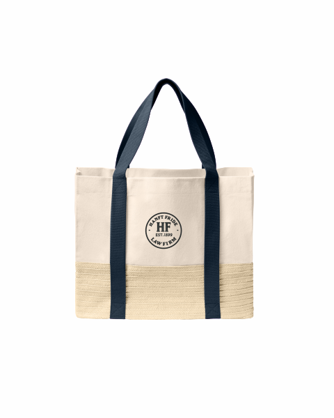 Hanft Law - Port Authority® Straw Market Tote BG450 with circle logo