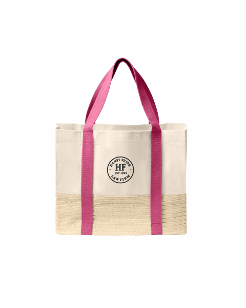 Hanft Law - Port Authority® Straw Market Tote BG450 with circle logo