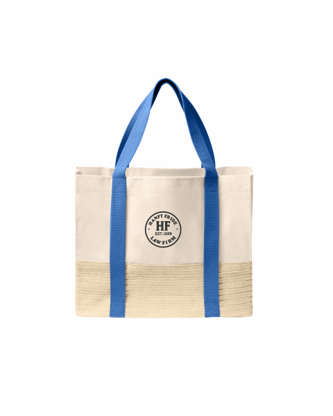 Hanft Law - Port Authority® Straw Market Tote BG450 with circle logo