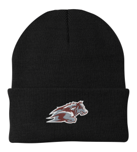 Wolfpack Girls H.S. Lacrosse - One color knit beanie with embroidered wolfhead logo
