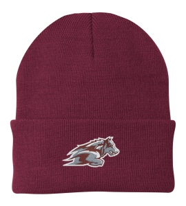 Wolfpack Girls H.S. Lacrosse - One color knit beanie with embroidered wolfhead logo