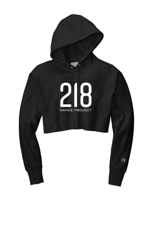218 Dance -  Champion RW01W Women’s Reverse Weave ® Cropped Cut-Off Hooded Sweatshirt with 1 color heat transfer logo