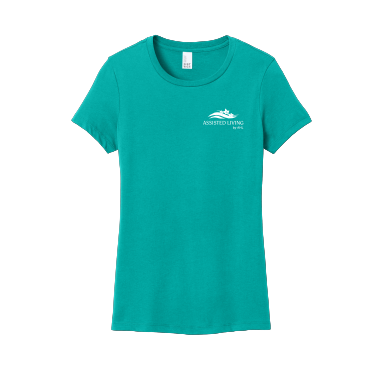 AHL Assisted Living - District ® Women’s Perfect Weight ® Tee DM104L with white AHL Assisted Living left chest logo