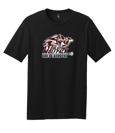 Wolfpack H.S. Girls Lacrosse - District ® Perfect Blend DM108 Tee with full color Duluth Girls Lacrosse heat transfer logo