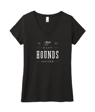 Duluth East Boys Soccer - Women's District® Perfect Tri® V-Neck Tee DM1350L with full front logo 1
