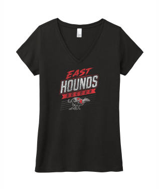 Duluth East Boys Soccer - Women's District® Perfect Tri® V-Neck Tee DM1350L with full front vintage logo