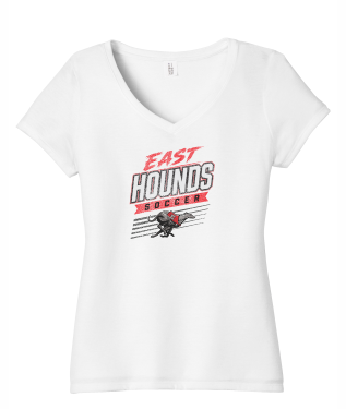 Duluth East Boys Soccer - Women's District® Perfect Tri® V-Neck Tee DM1350L with full front vintage logo