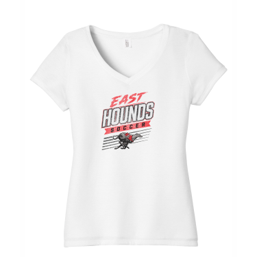 Duluth East Boys Soccer - Women's District® Perfect Tri® V-Neck Tee DM1350L with full front vintage logo