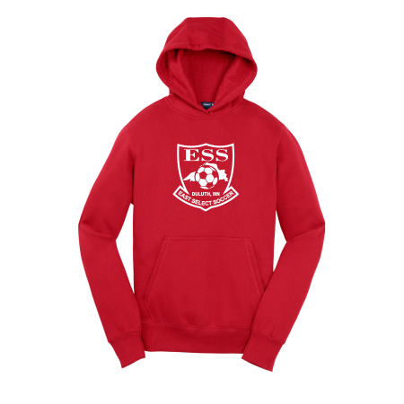 ESS - Sport Tek YOUTH YST254 pullover hooded sweatshirt with one color logo on the front