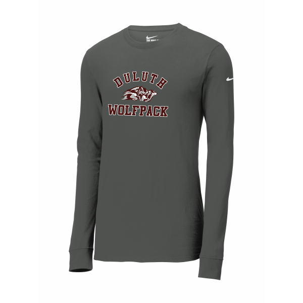 Wolfpack Girls H.S. Lacrosse - Nike Dri-FIT Cotton/Poly Long Sleeve NKBQ5230 Tee with Duluth Wolfpack Lacrosse logo 2